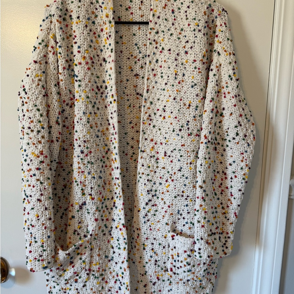 moon & madison Colorful Speckled Knit Cardigan